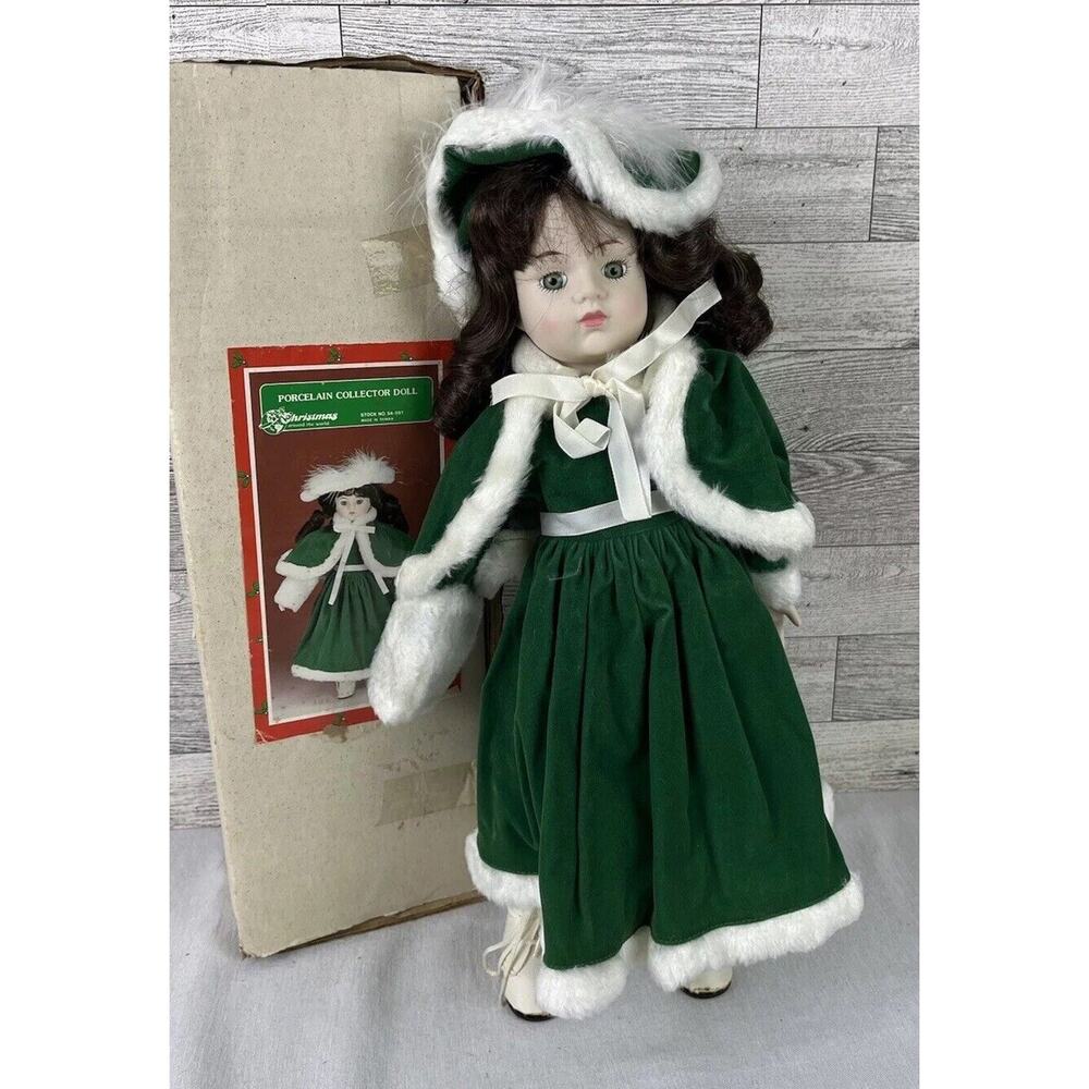 Christmas Around The World 15" Porcelain/Collector Doll Green #54-591